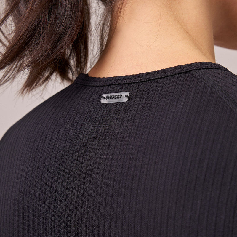 Geripptes Sportshirt langarm Damen - Oberteile - SNOCKS Logo
