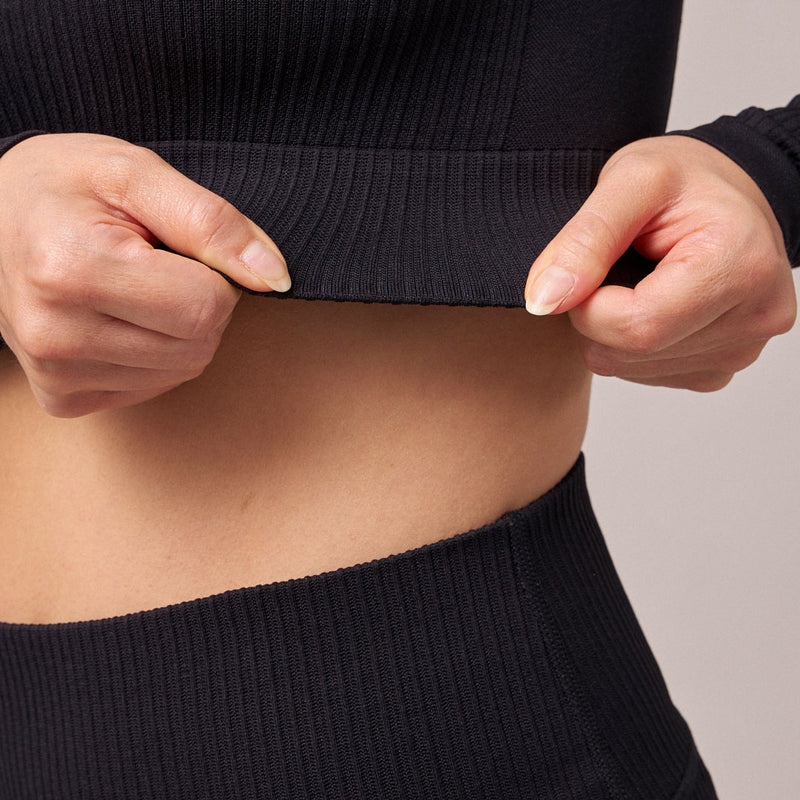 Geripptes Sportshirt langarm Damen - Oberteile - Strapazierfähig