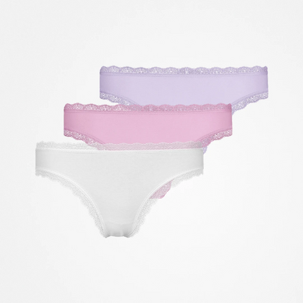 Stringhe con pizzo - Mutandine - Mix (Bianco/Rosa/Lilla)