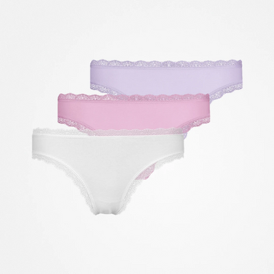 Tangas mit Spitze - Unterhosen - Mix (Weiß/Rosa/Lila)