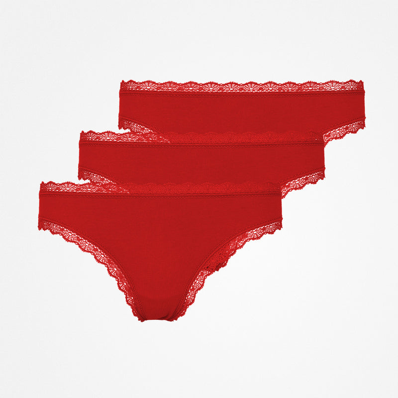 Tangas mit Spitze - Unterhosen - Kirschrot
