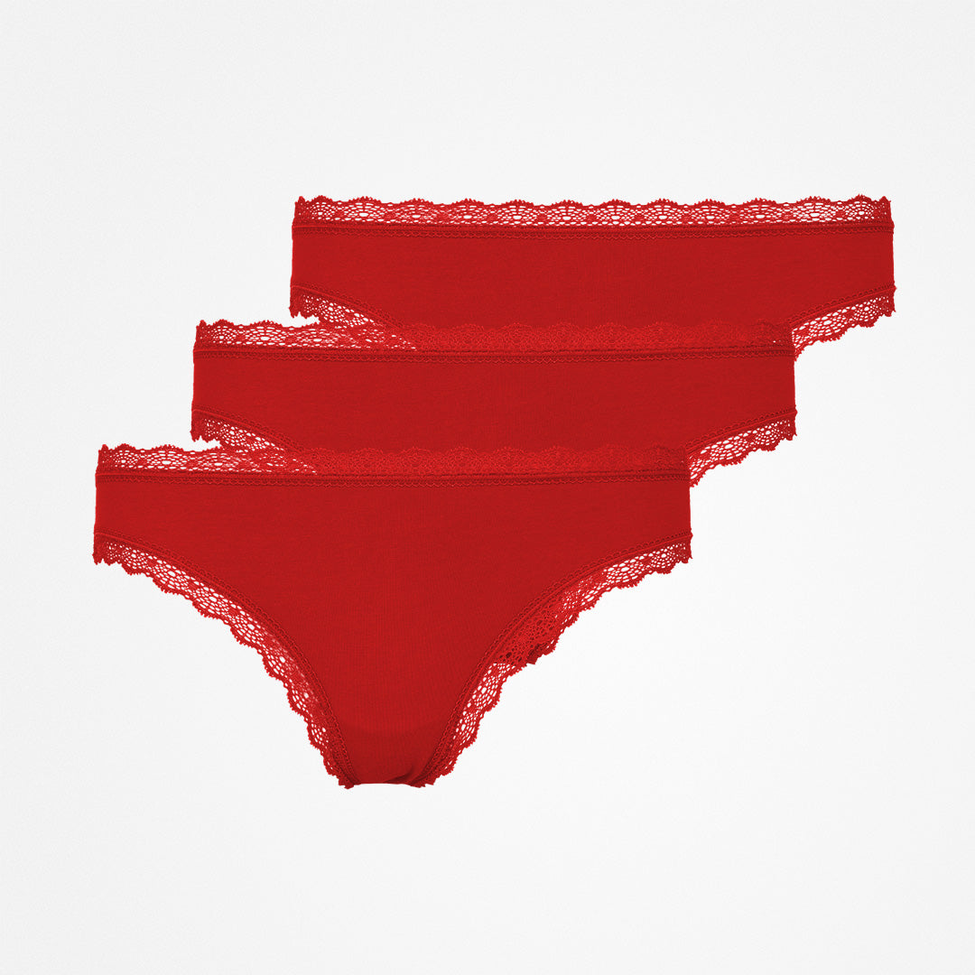 Tangas mit Spitze - Unterhosen - Kirschrot