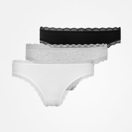 Stringhe con pizzo - Mutandine - Mix (Bianco/Grigio chiaro/Nero)