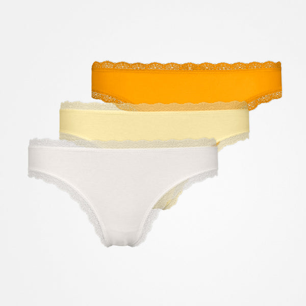Tangas mit Spitze - Unterhosen - Mix (Orange/Gelb/Creme)