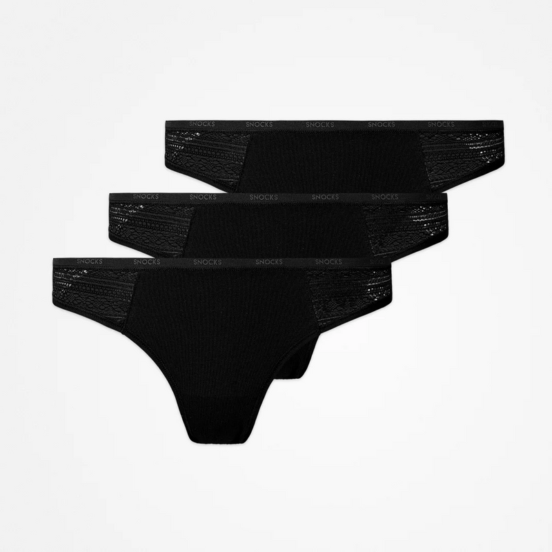 Tangas mit Spitze - Unterhosen - Schwarz (Logo)