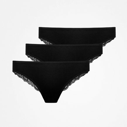Strings met kant - Ondergoed - Zwart (Lace)