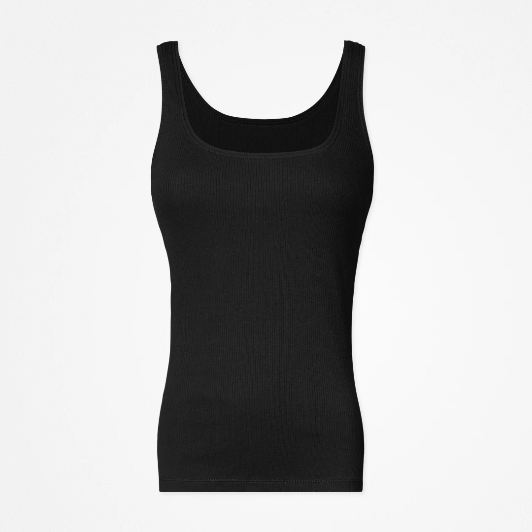 Canotta a coste da donna - Tops - Nero