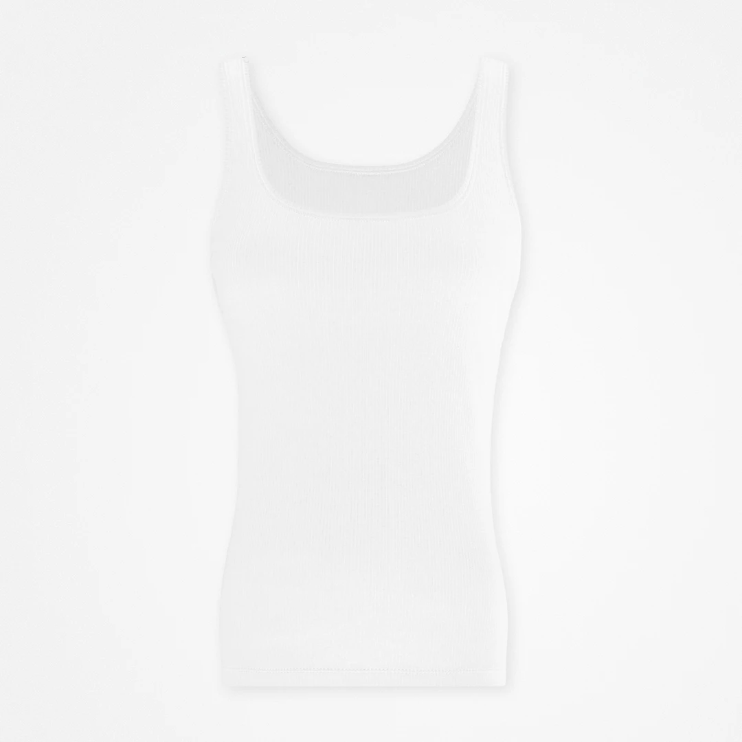 Canotta a coste da donna - Top - Bianco