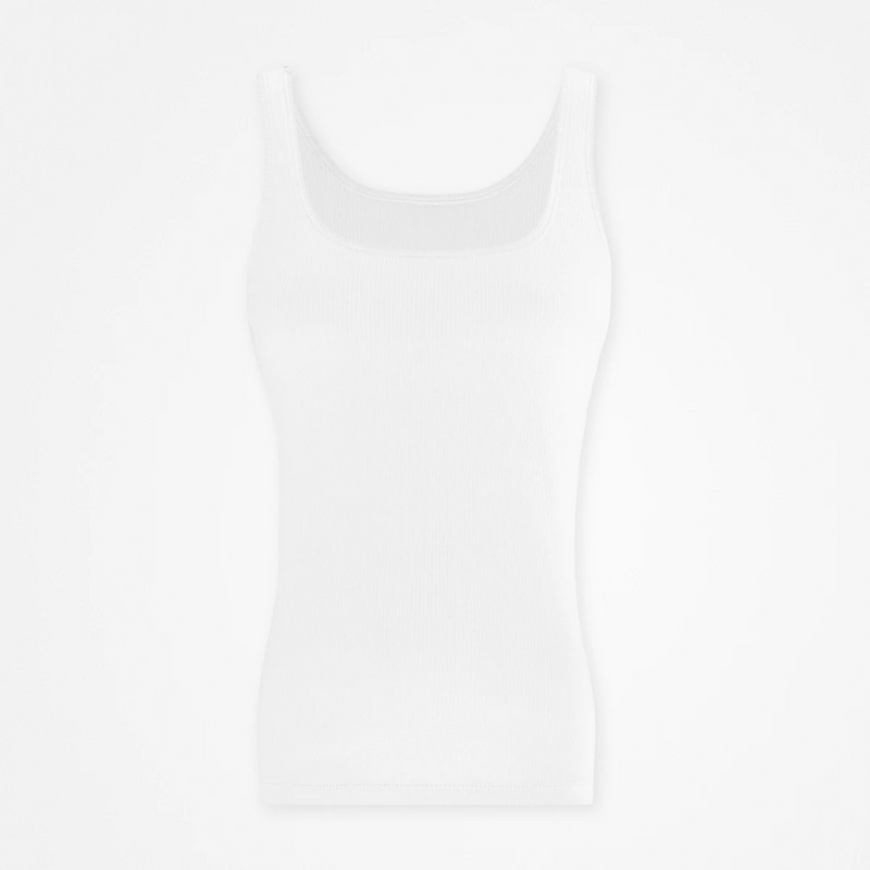 Canotta a coste da donna - Top - Bianco