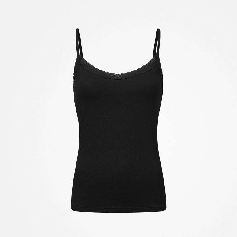 Maillot de corps femme avec dentelle - Hauts - Noir