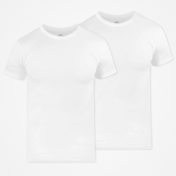 Rundhals T-Shirt extra lang - Oberteile - Weiß