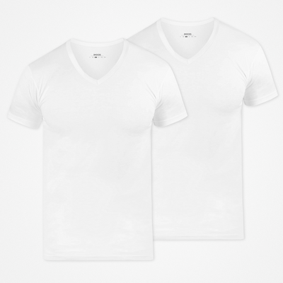 T-shirt met V-hals - Tops - Wit