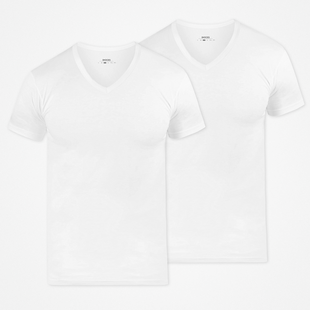 T-shirt con scollo a V - Top - Bianco