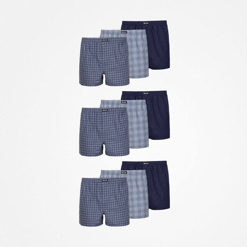 {"alt": "American Boxershorts - Unterhosen - Mix (Blaue Muster)", "quantity":"3"}
