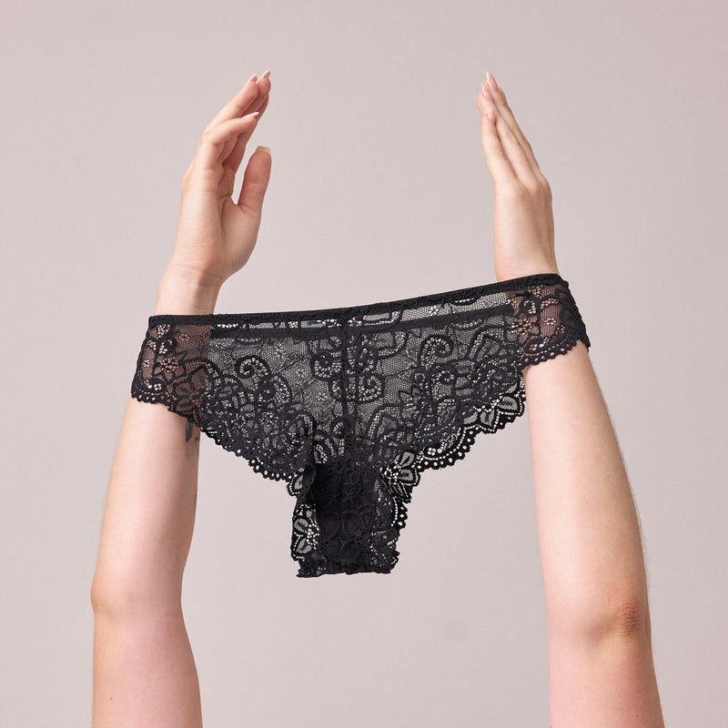 Brazilian Slips aus Spitze - Unterhosen - Zwickel aus 100% Bio-Baumwolle