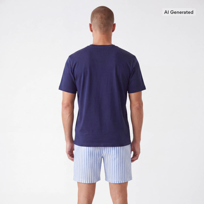 Schlafanzug Set Gestreift Herren Kurz - Kleidung - Weicher Jersey