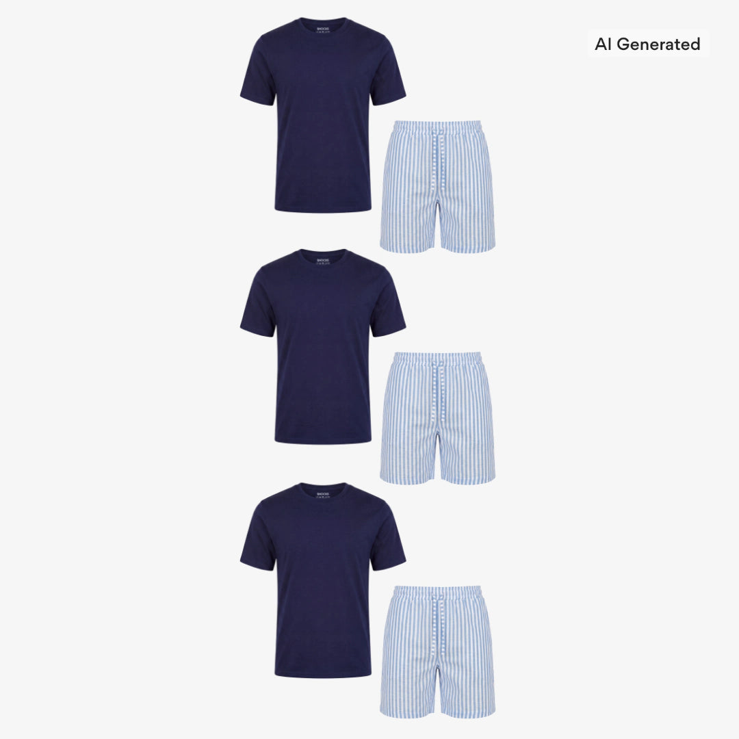 {"alt": "Schlafanzug Set Gestreift Herren Kurz - Kleidung -Blue Breeze/Weiß", "quantity":"3"}