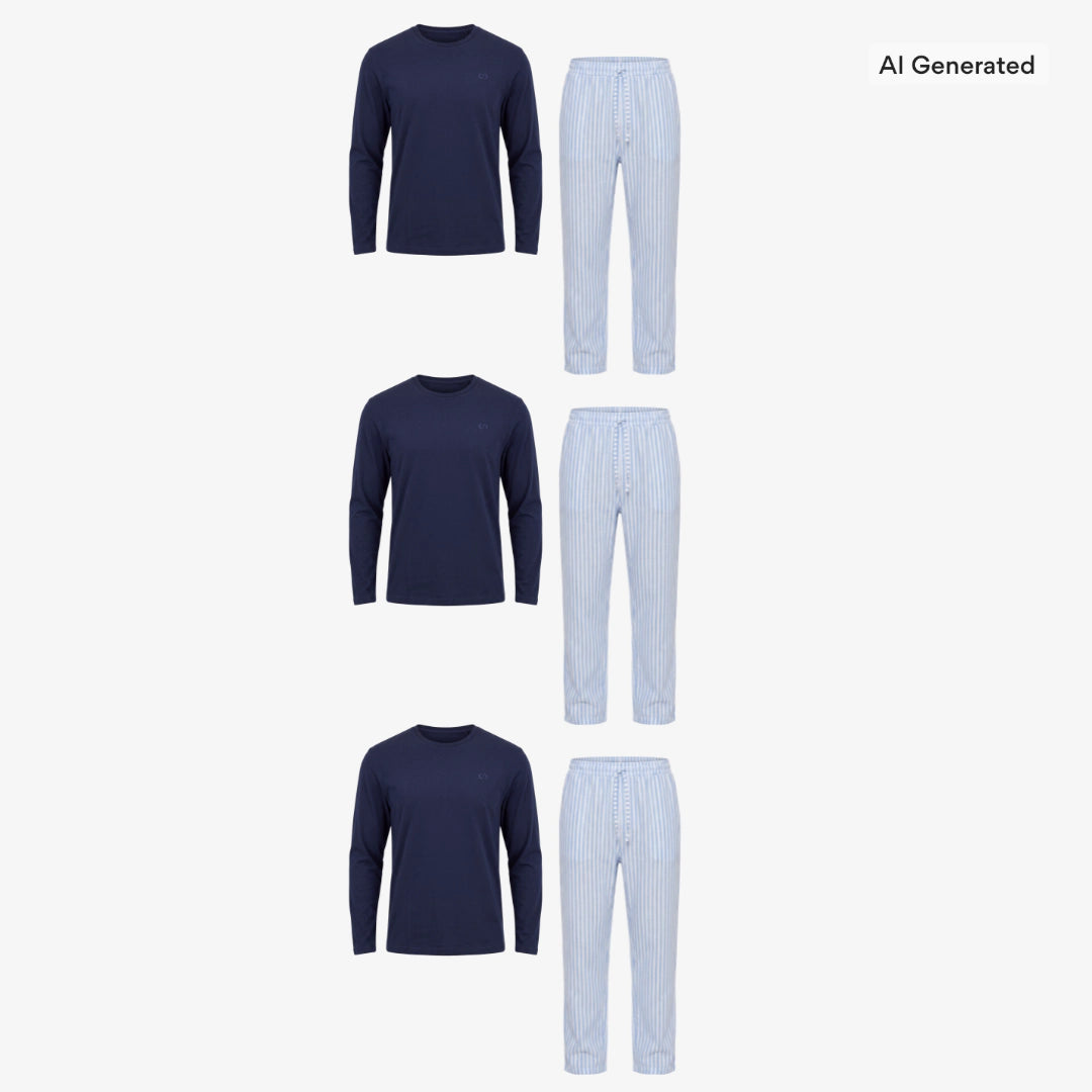 {"alt": "Schlafanzug Set Gestreift Herren Lang - Kleidung - Blue Breeze/Weiß", "quantity":"3"}