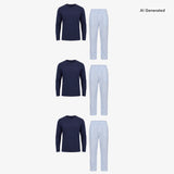 {"alt": "Schlafanzug Set Gestreift Herren Lang - Kleidung - Blue Breeze/Weiß", "quantity":"3"}