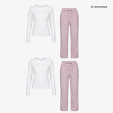 {"alt": "Schlafanzug Set Gestreift Damen lang - Kleidung - Coral Pink/Weiß", "quantity":"2"}