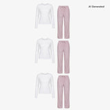 {"alt": "Schlafanzug Set Gestreift Damen lang - Kleidung - Coral Pink/Weiß", "quantity":"3"}