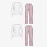 {"alt": "Schlafanzug Set Gestreift Damen lang - Kleidung - Coral Pink/Weiß", "quantity":"2"}