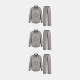 {"alt": "Flanell Schlafanzug Set Damen - Kleidung - Dunkelblau-Weiß kariert", "quantity":"3"}