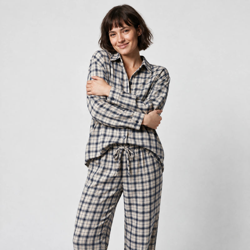 Flanell Schlafanzug Set Damen - Kleidung - Gemütlich ab Minute eins