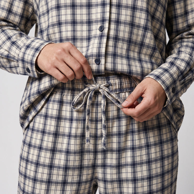 Flanell Schlafanzug Set Damen - Kleidung - Flexibler Bund