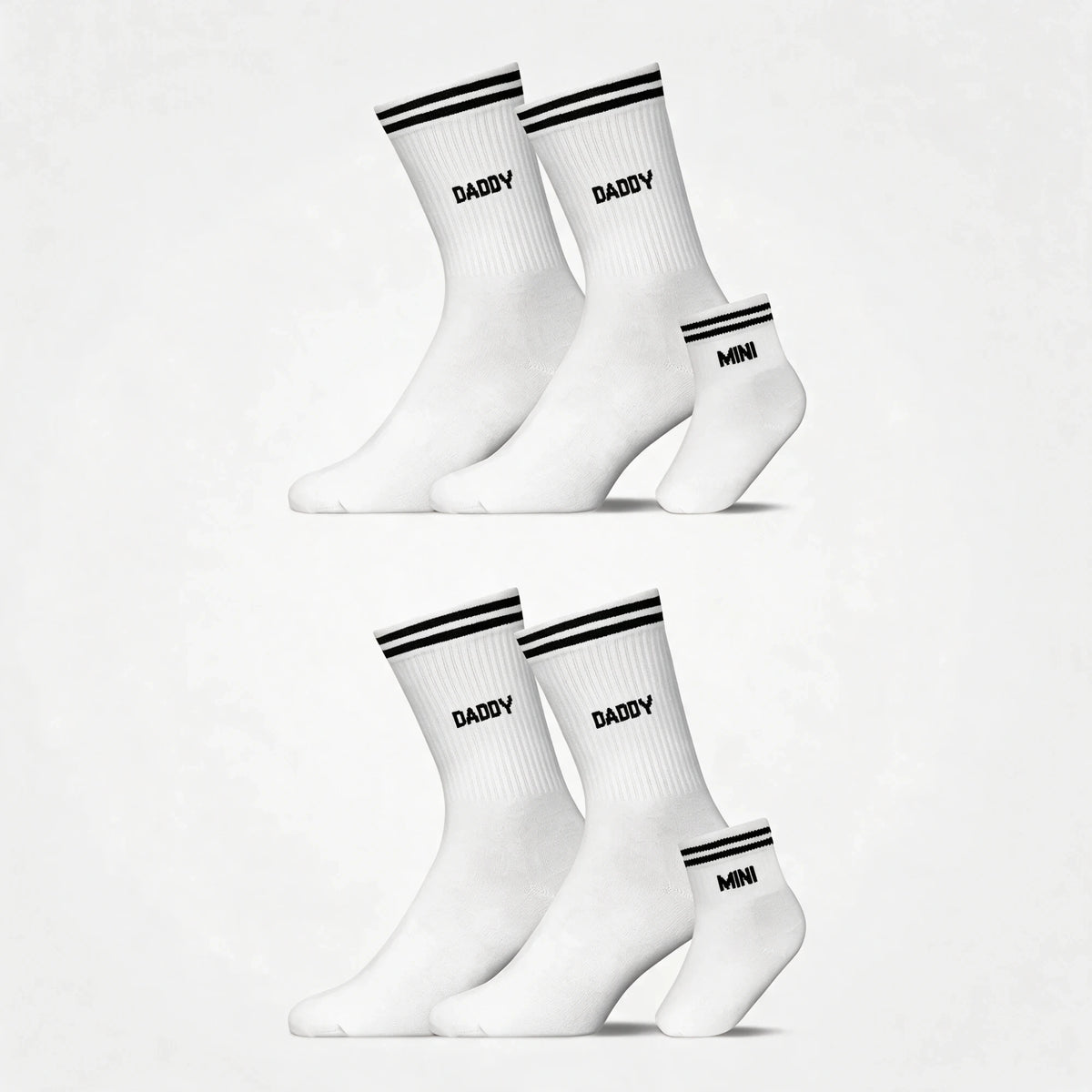 {"alt": "Familiensocken „Daddy, Daddy, Mini“ - Socken - Weiß", "quantity":"2"}