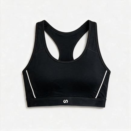 Sport-BH Damen mit Retro Kontraststreifen - Oberteile - Schwarz