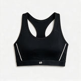 Sport-BH Damen mit Retro Kontraststreifen - Oberteile - Schwarz