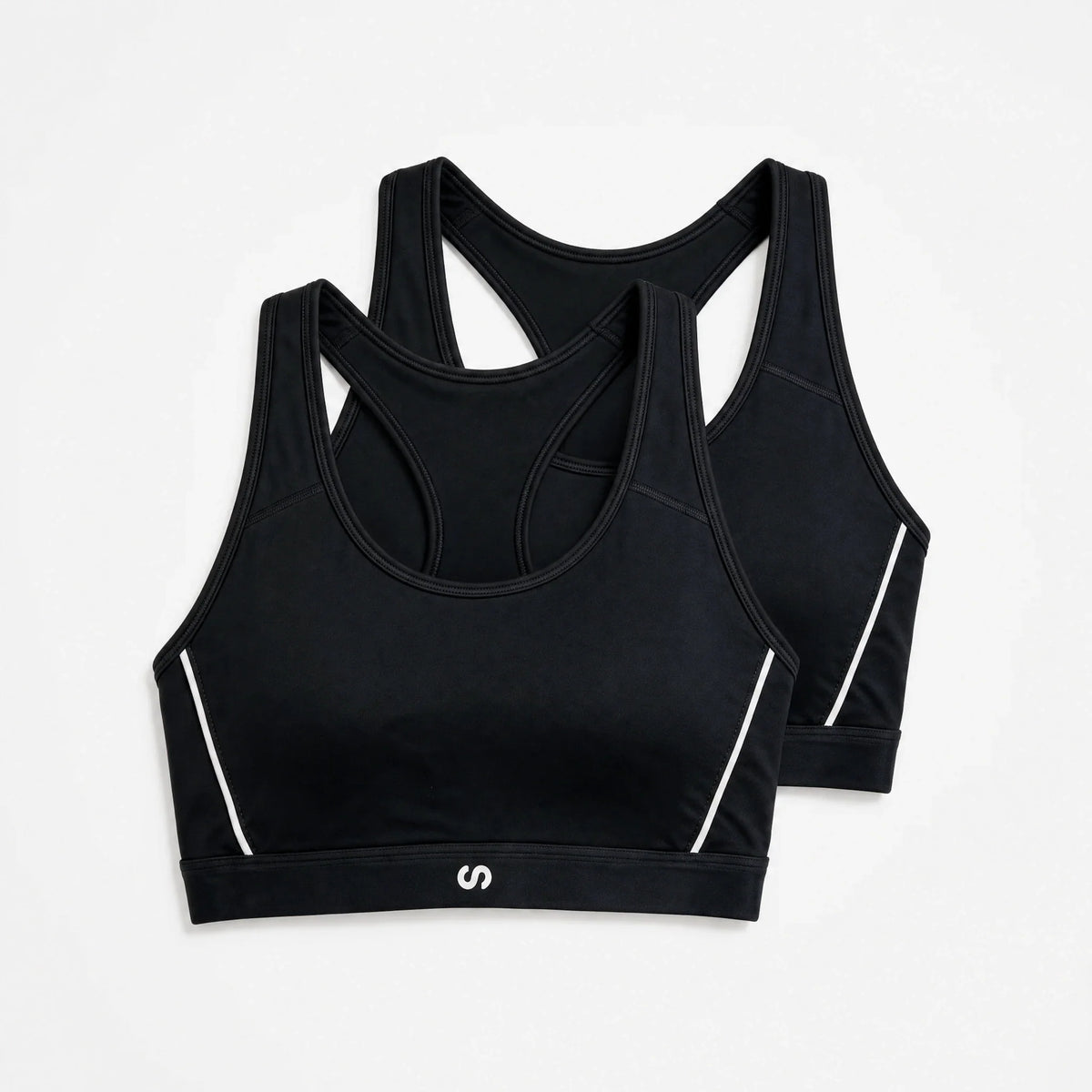 {"alt": "Sport-BH Damen mit Retro Kontraststreifen - Oberteile - Schwarz", "quantity":"2"}