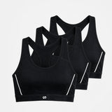 {"alt": "Sport-BH Damen mit Retro Kontraststreifen - Oberteile - Schwarz", "quantity":"3"}