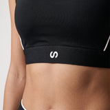 Sport-BH Damen mit Retro Kontraststreifen - Oberteile - Erhabener 3D-Print