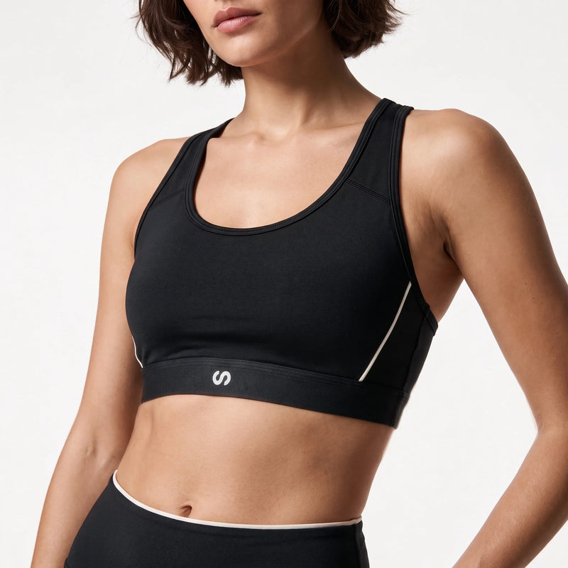 Sport-BH Damen mit Retro Kontraststreifen - Oberteile - Sportlicher Retro-Look