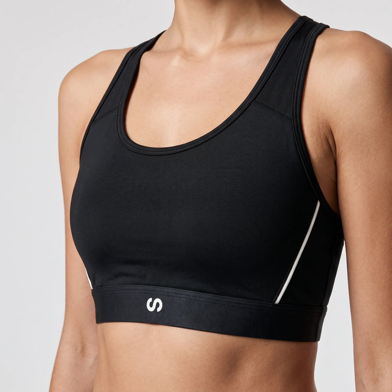 Sport-BH Damen mit Retro Kontraststreifen - Oberteile - Absolut blickdicht