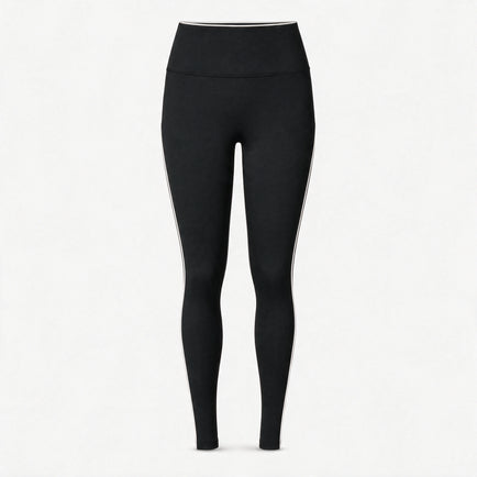 High Waist Leggings mit Retro Kontraststreifen - Hosen - Schwarz