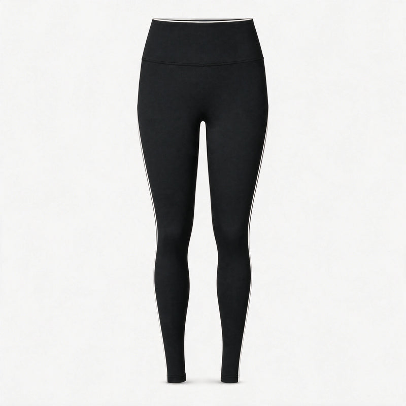 High Waist Leggings mit Retro Kontraststreifen - Hosen - Schwarz