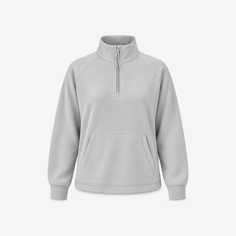 Sweatshirt Supersoft mit Quarter Zip Damen - Oberteile - Cloudy Grey