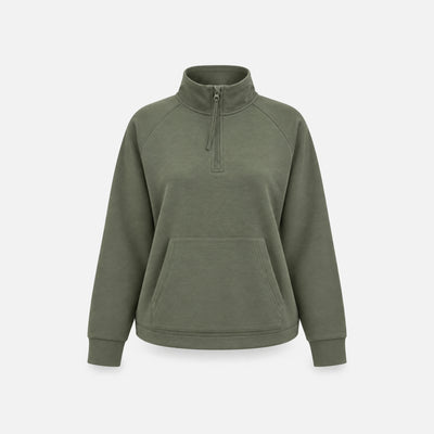 Sweatshirt Supersoft mit Quarter Zip Damen - Oberteile - Dark Sage