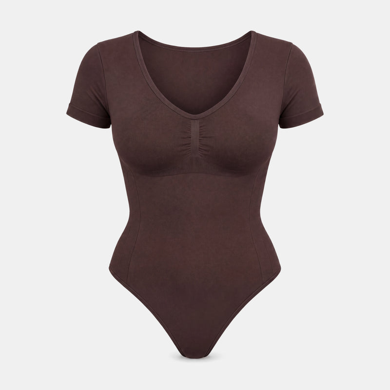 Shaping Body Kurzarm mit String - Oberteile - Coffee Bean