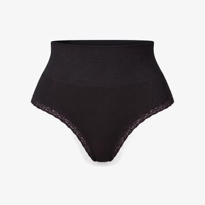 Shaping High Waist String mit Spitze - Unterhosen - Schwarz