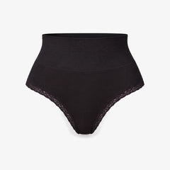 Shaping High Waist String mit Spitze - Unterhosen - Schwarz