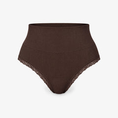 Shaping High Waist String mit Spitze - Unterhosen - Coffee Bean
