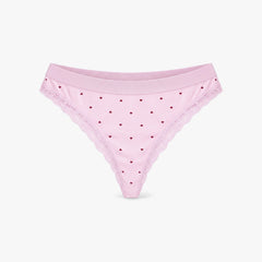 Seamless Strings mit Spitze - Unterhosen - Rosa mit Herzchen