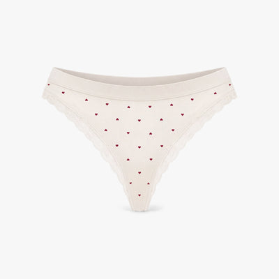 Seamless Strings mit Spitze - Unterhosen - Cremeweiß mit Herzchen