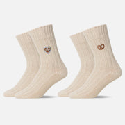 Norweger Socken - Socken - Off White "Lebkuchenherz & Brezn"-Edition