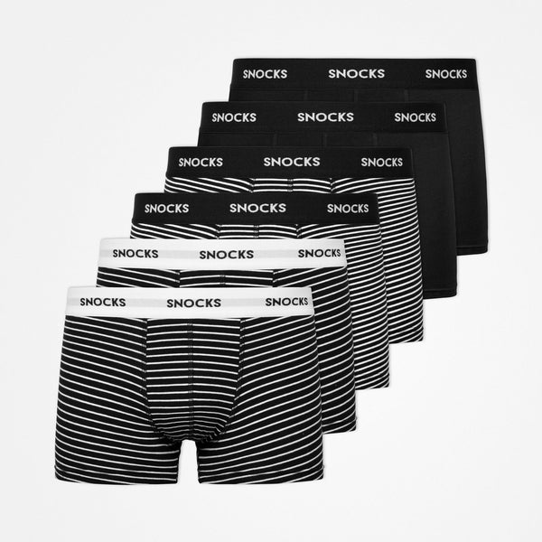 Boxershorts mit farbigem Bund - Unterhosen - Schwarze Streifen