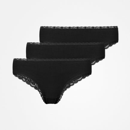 Slips brésiliens en dentelle - Culottes - Noir